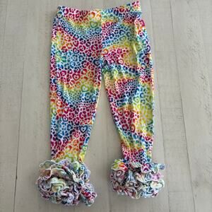 Posh Peanut Lisa Frank Rainbow Leopard Ruffle Bottom Cha Cha Leggings Size 2T